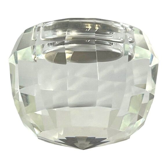 Royal Doulton Faceted Round Desk Clock Paperweight Radiance Glass Vintage - Picture 6 of 9